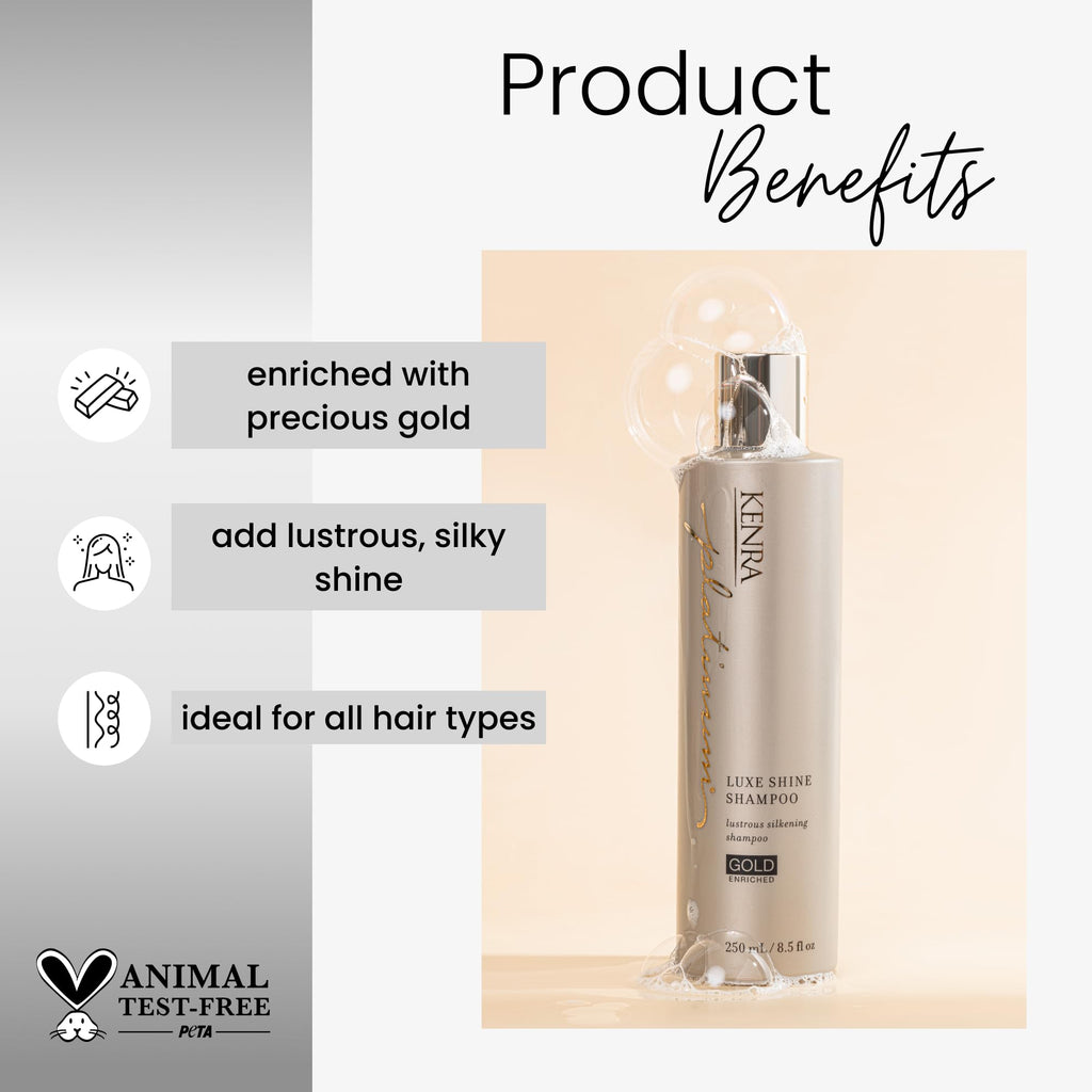 Kenra Platinum Luxe Shine Shampoo & Conditioner Set | Gold-Enriched for Silky, Full-Bodied Hair | All Hair Types | 8.5 oz