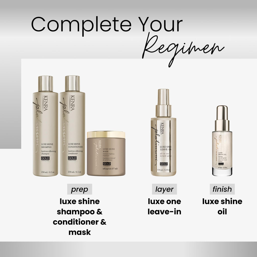 Kenra Platinum Luxe Shine Shampoo & Conditioner Set | Gold-Enriched for Silky, Full-Bodied Hair | All Hair Types | 8.5 oz