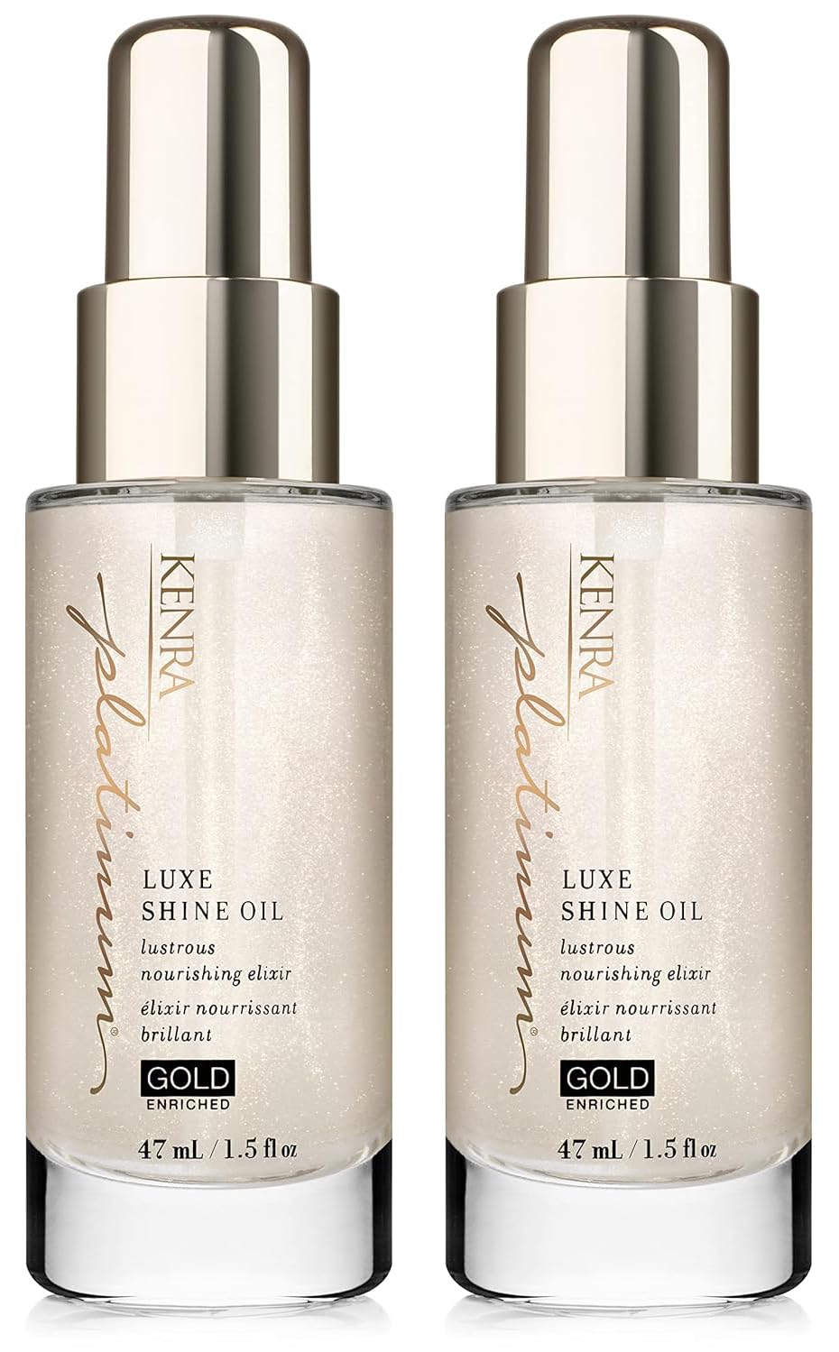 Kenra Platinum Luxe Shine Oil – Gold-Enriched Nourishing Elixir for Shine, Manageability, and Thermal Protection (2 x 1.5 oz)