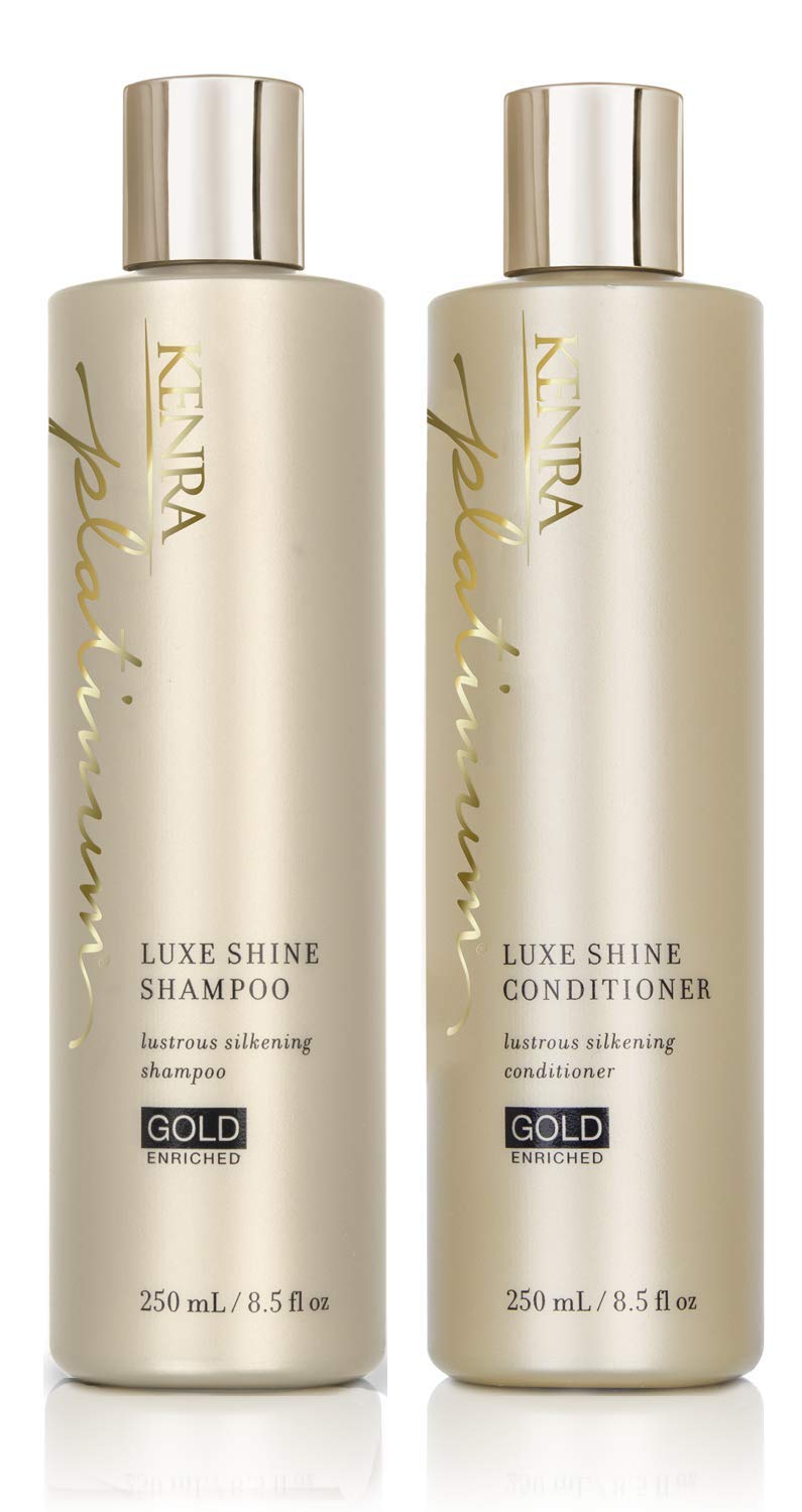 Kenra Platinum Luxe Shine Shampoo & Conditioner Set | Gold-Enriched for Silky, Full-Bodied Hair | All Hair Types | 8.5 oz