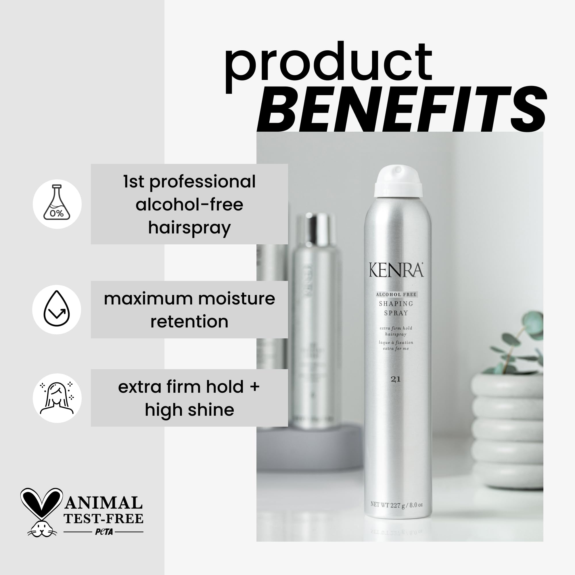 Kenra Shaping Spray 21 – Alcohol-Free Hairspray for All Hair Types | 8 oz (2-Pack)