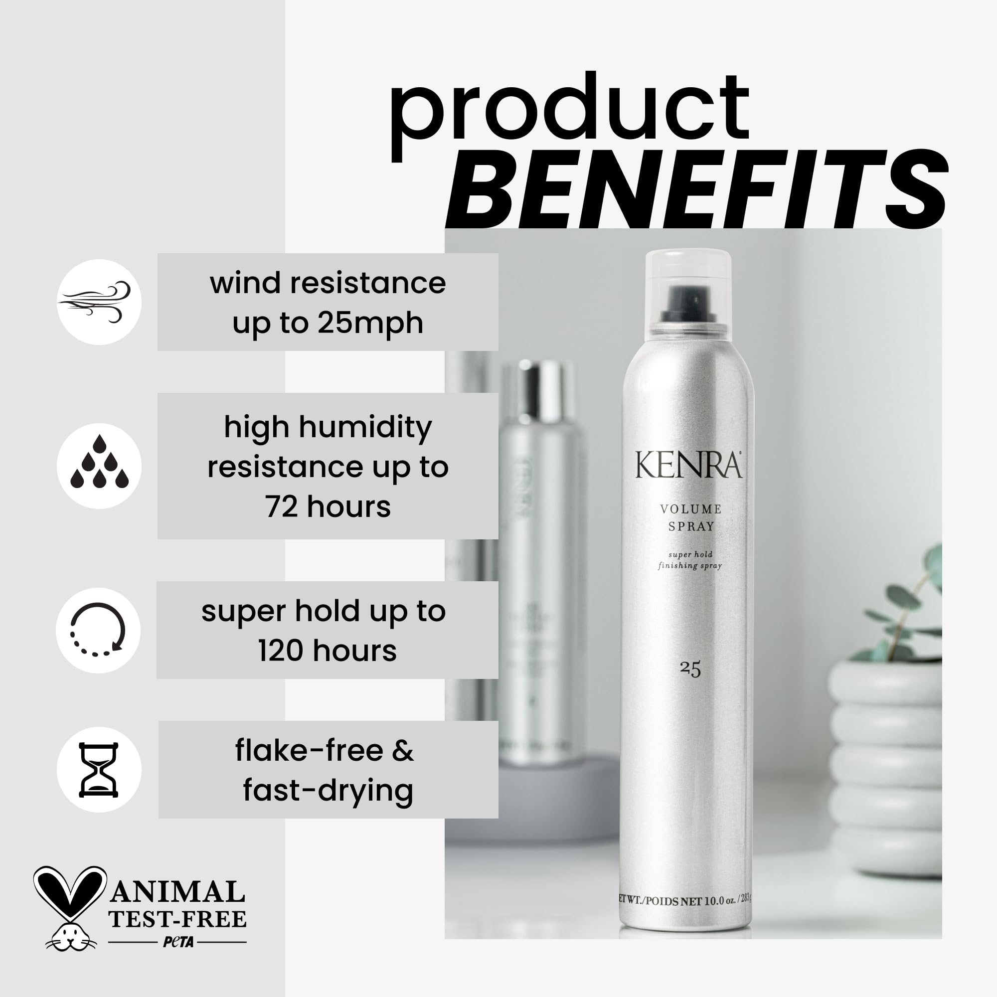 Kenra Professional Volume Spray 25 – 50% Super Hold Hairspray (2-Pack) | Flake-Free, Fast-Drying, Wind & Humidity Resistant