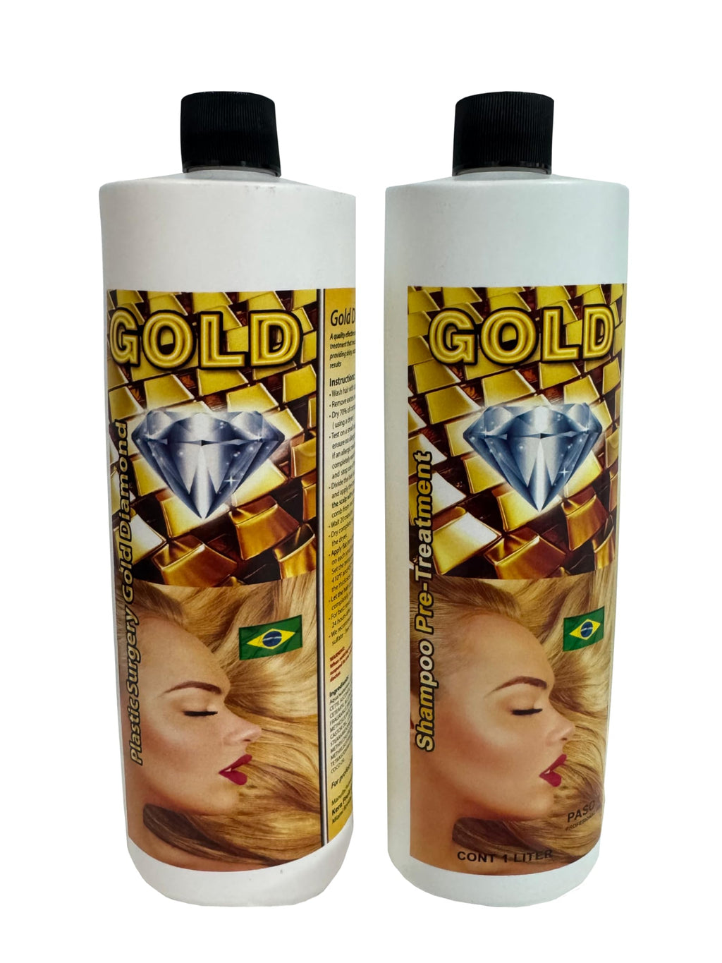 KERA FRUIT Gold Diamond Hair Treatment + Shampoo (32 oz) – Brazilian Hair Repair & Shine