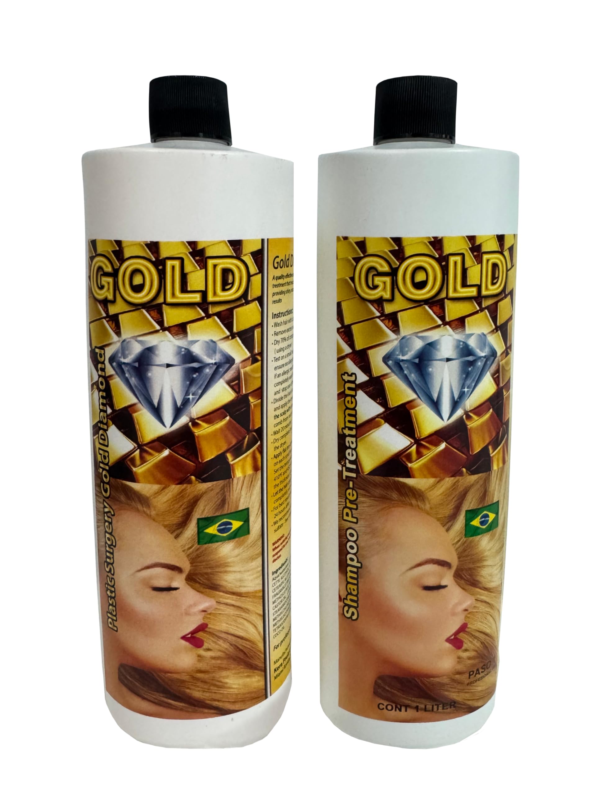 KERA FRUIT Gold Diamond Hair Treatment + Shampoo (32 oz) – Brazilian Hair Repair & Shine