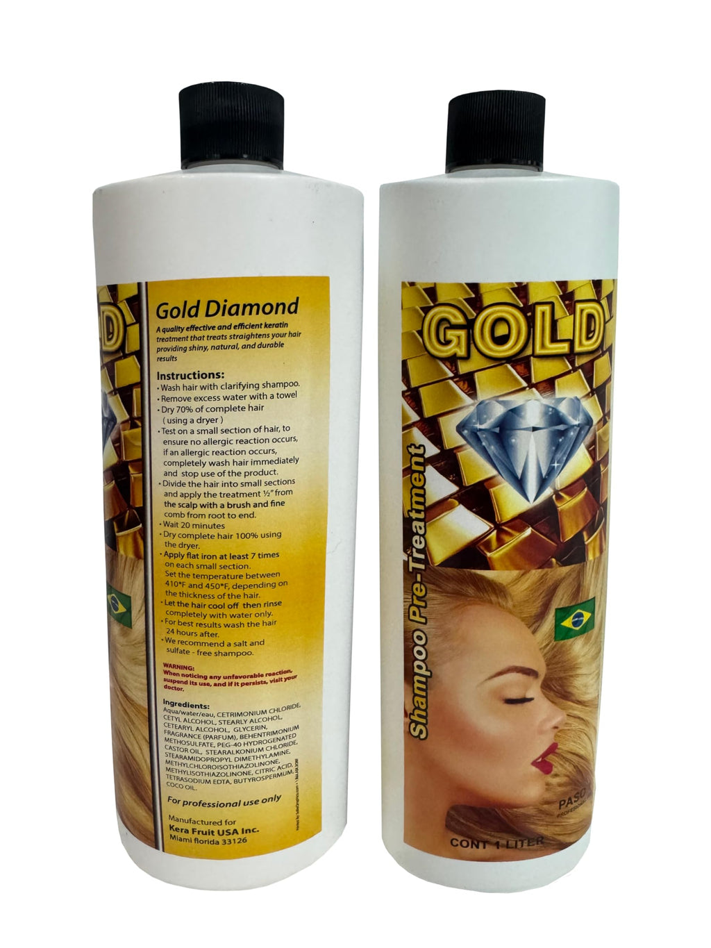 KERA FRUIT Gold Diamond Hair Surgery 16oz – Keratin Treatment & Gold Shine Shampoo