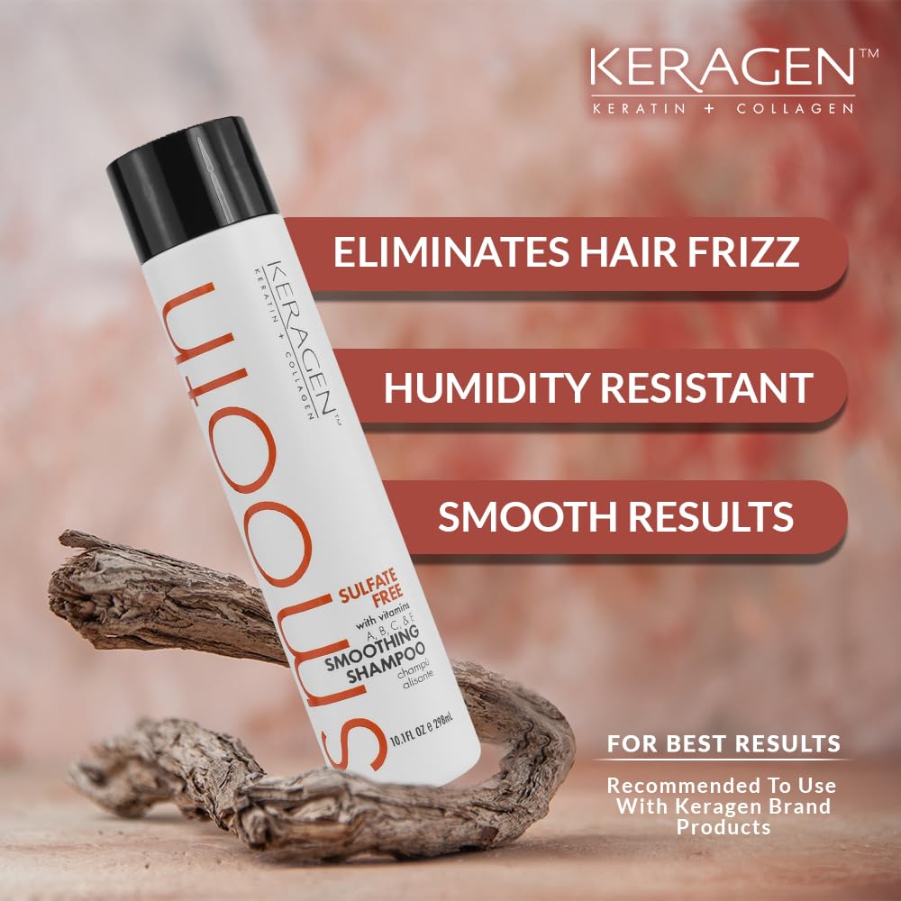 KERAGEN Smoothing Shampoo – Keratin & Collagen, Sulfate Free, Color Safe