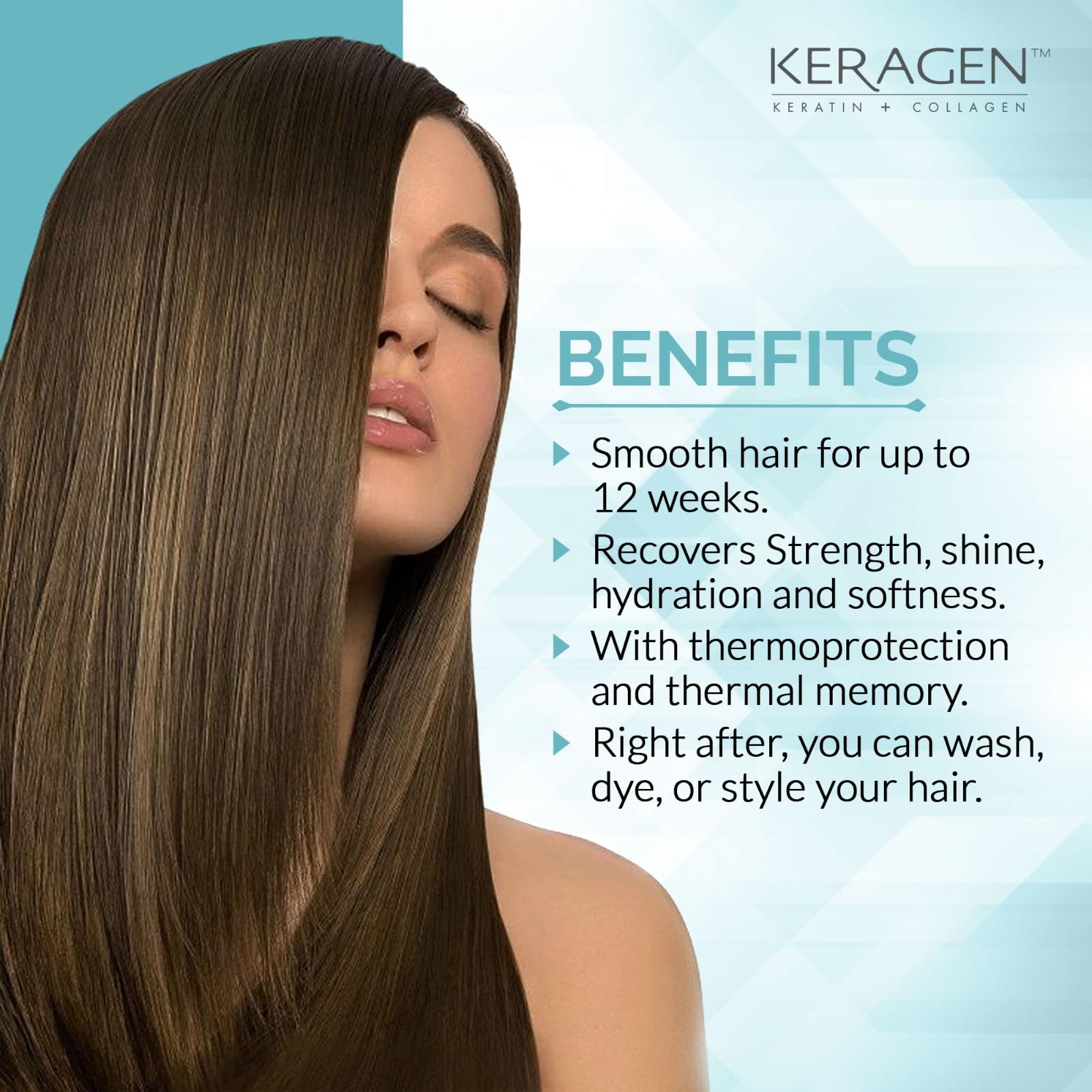 KERAGEN Brazilian Keratin Smoothing Treatment – 2 oz, Formaldehyde Free, For Dry to Damaged Hair