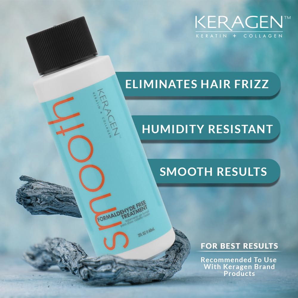KERAGEN Brazilian Keratin Smoothing Treatment – 2 oz, Formaldehyde Free, For Dry to Damaged Hair