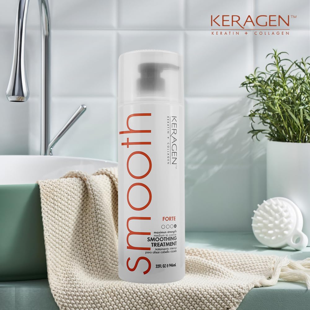 KERAGEN Brazilian Smoothing Keratin Treatment | Sulfate-Free Blowout System for Dry, Damaged Hair | 32 oz
