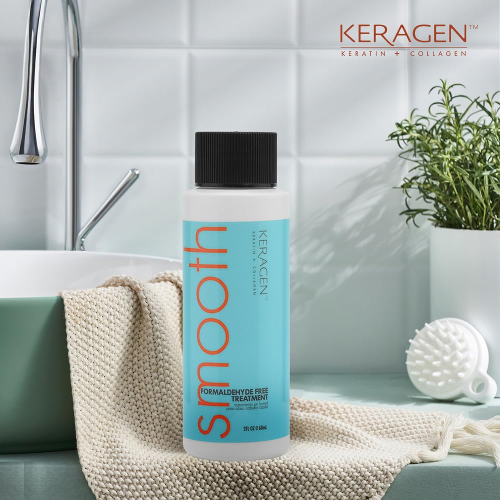 KERAGEN Brazilian Keratin Smoothing Treatment – 2 oz, Formaldehyde Free, For Dry to Damaged Hair
