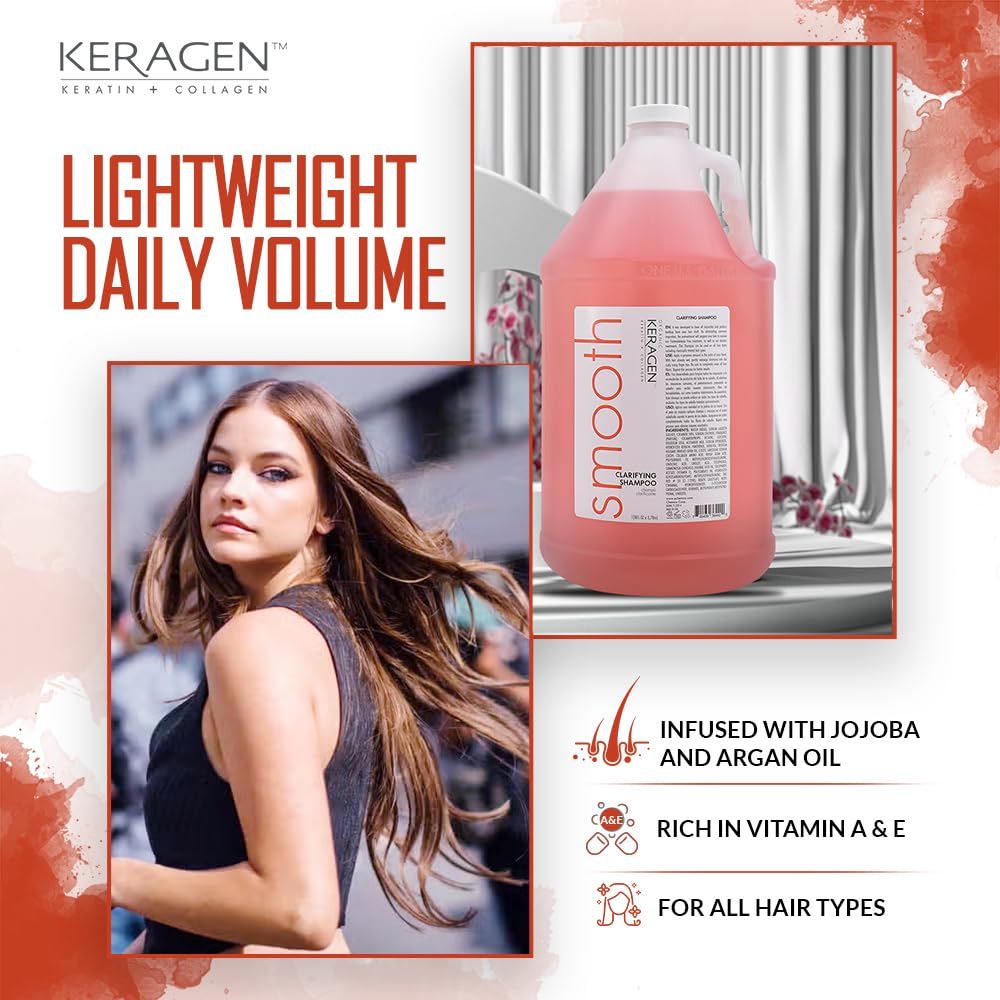 KERAGEN Clarifying Shampoo with Keratin and Collagen – All Hair Types, Sulfate Free, 128 Oz