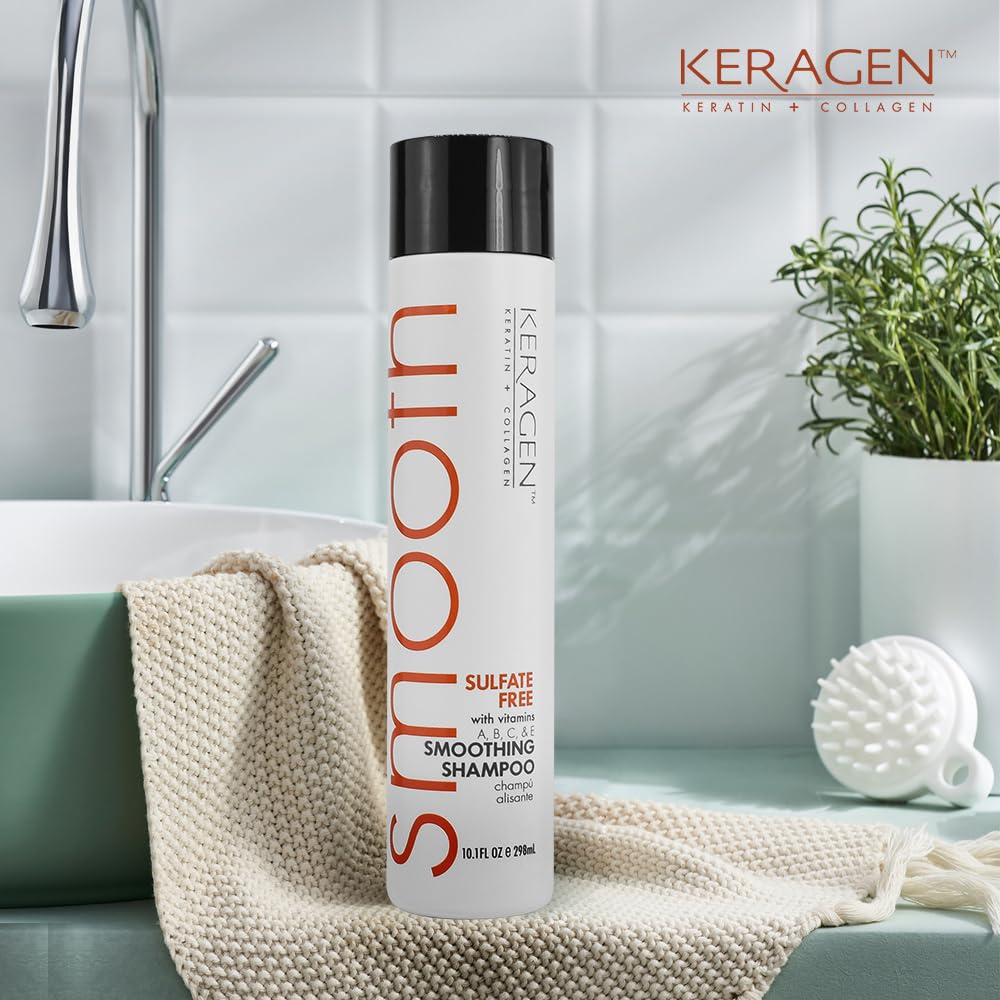 KERAGEN Smoothing Shampoo – Keratin & Collagen, Sulfate Free, Color Safe