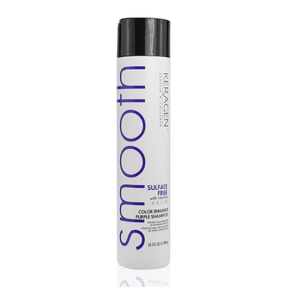 KERAGEN Sulfate-Free Color Enhance Purple Shampoo for Blonde & Silver Hair – 10 oz
