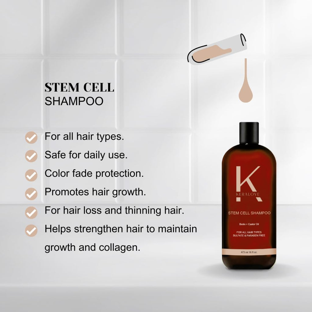 Keralove Shampoo – Vegan, Sulfate-Free Hair Regrowth with Stem Cell, Keratin & Biotin