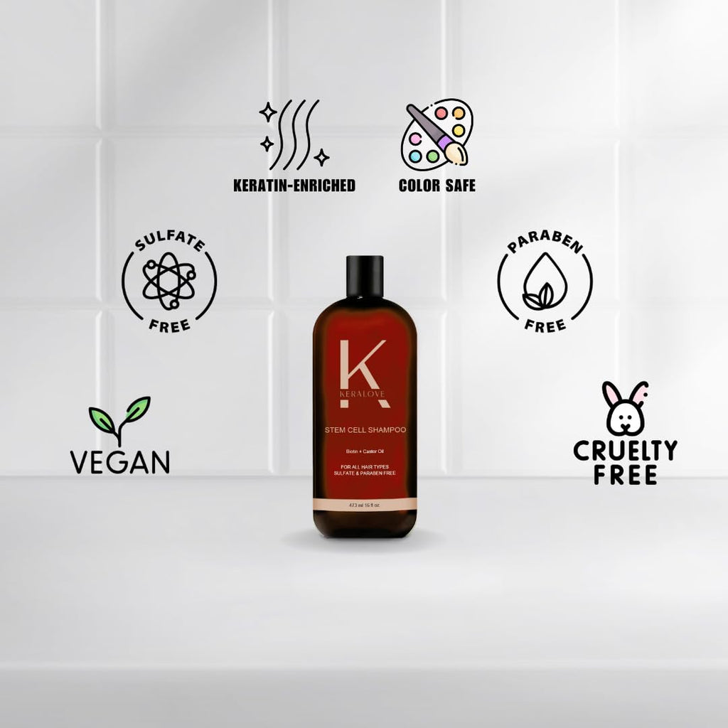 Keralove Shampoo – Vegan, Sulfate-Free Hair Regrowth with Stem Cell, Keratin & Biotin