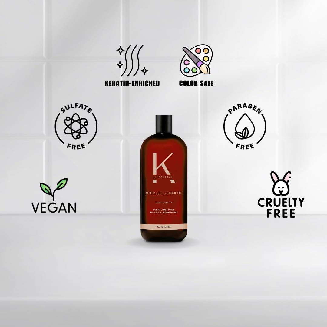 Keralove Shampoo – Vegan, Sulfate-Free Hair Regrowth with Stem Cell, Keratin & Biotin
