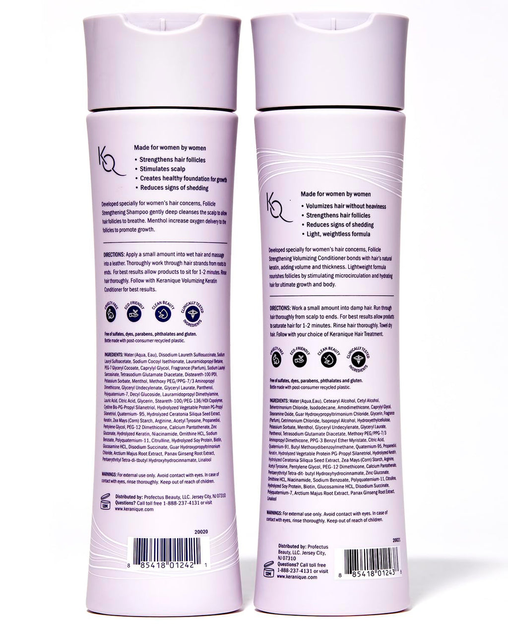 Keranique Volumizing Shampoo & Conditioner Set – Biotin & Keratin for Thinning Hair
