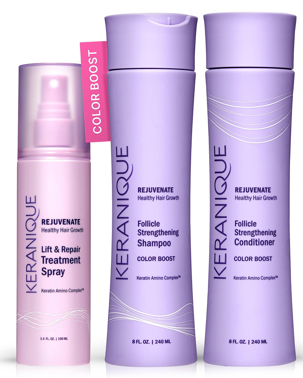 Keranique Color Treated Shampoo & Conditioner Set + Lift & Repair Spray
