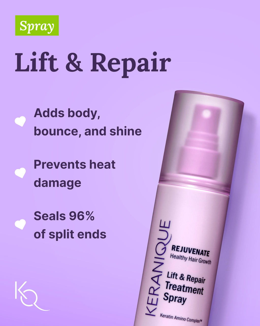 Keranique Damage Control Set for Thinning Hair – Shampoo, Conditioner, Lift & Repair Spray (Travel Size)