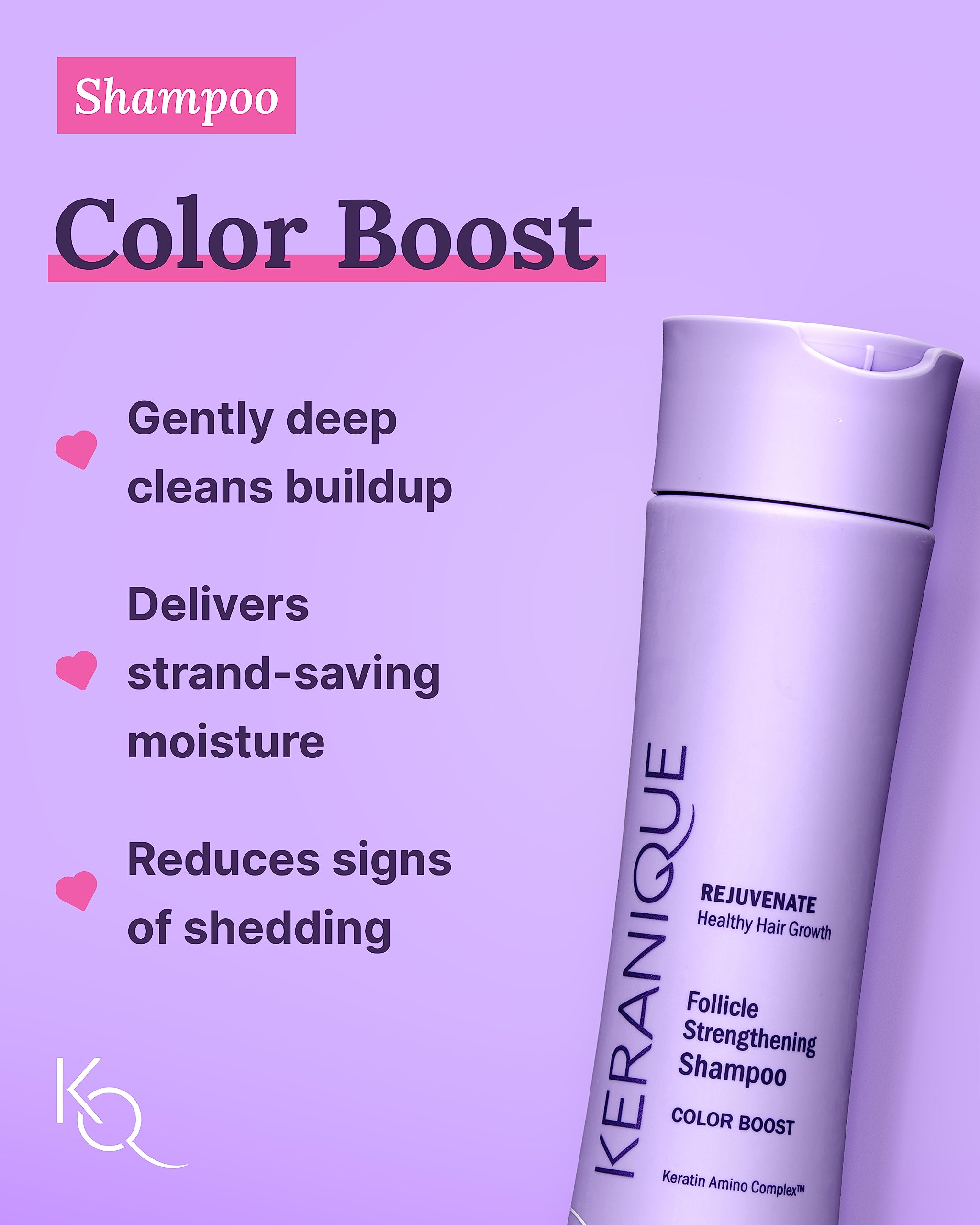 Keranique Color Treated Shampoo & Conditioner Set with Follicle Booster Serum | Keratin Enriched Color Boost for Fine, Thin Hair