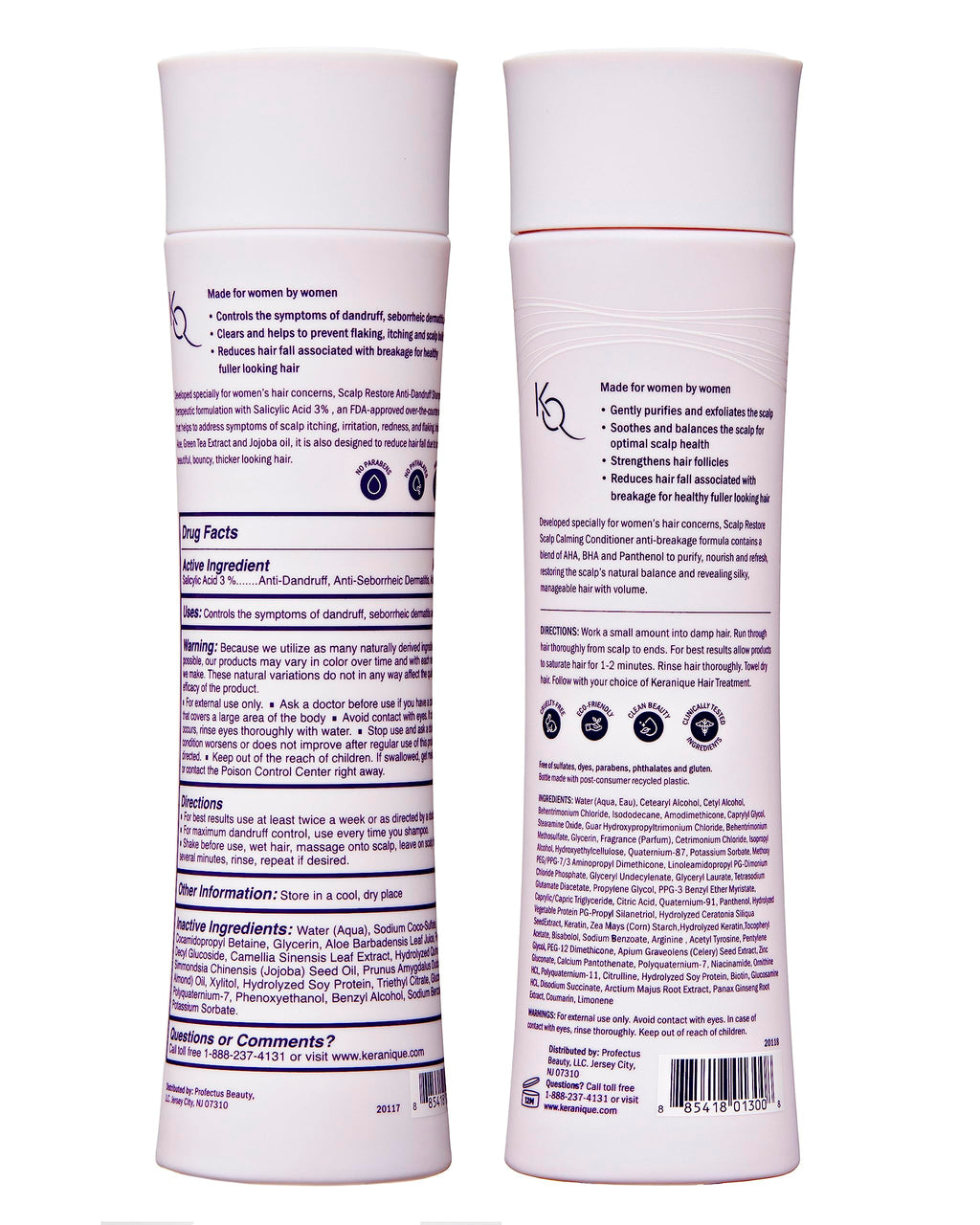 Keranique Anti Dandruff Shampoo & Scalp Restoring Conditioner | Gentle for Color-Treated Hair & Thinning Hair