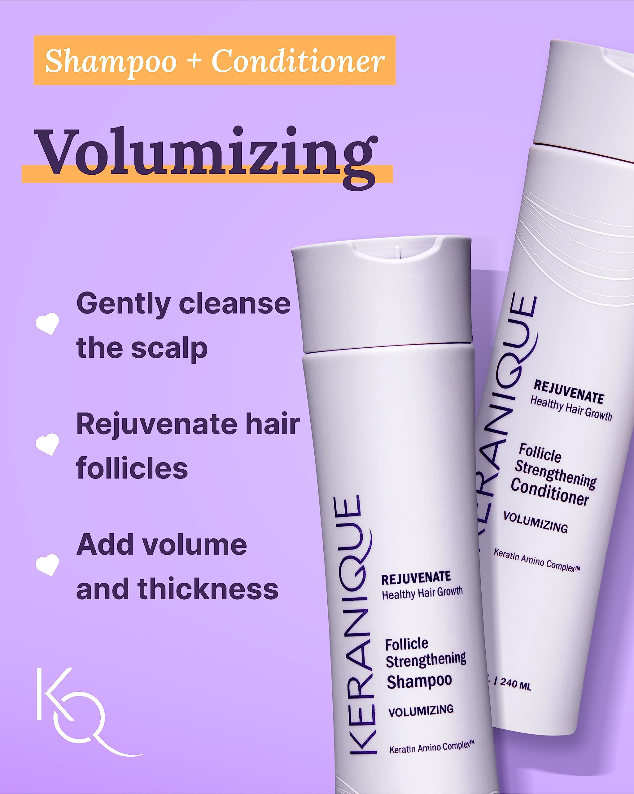 Keranique Volumizing Shampoo & Conditioner Set with Thickening Mousse