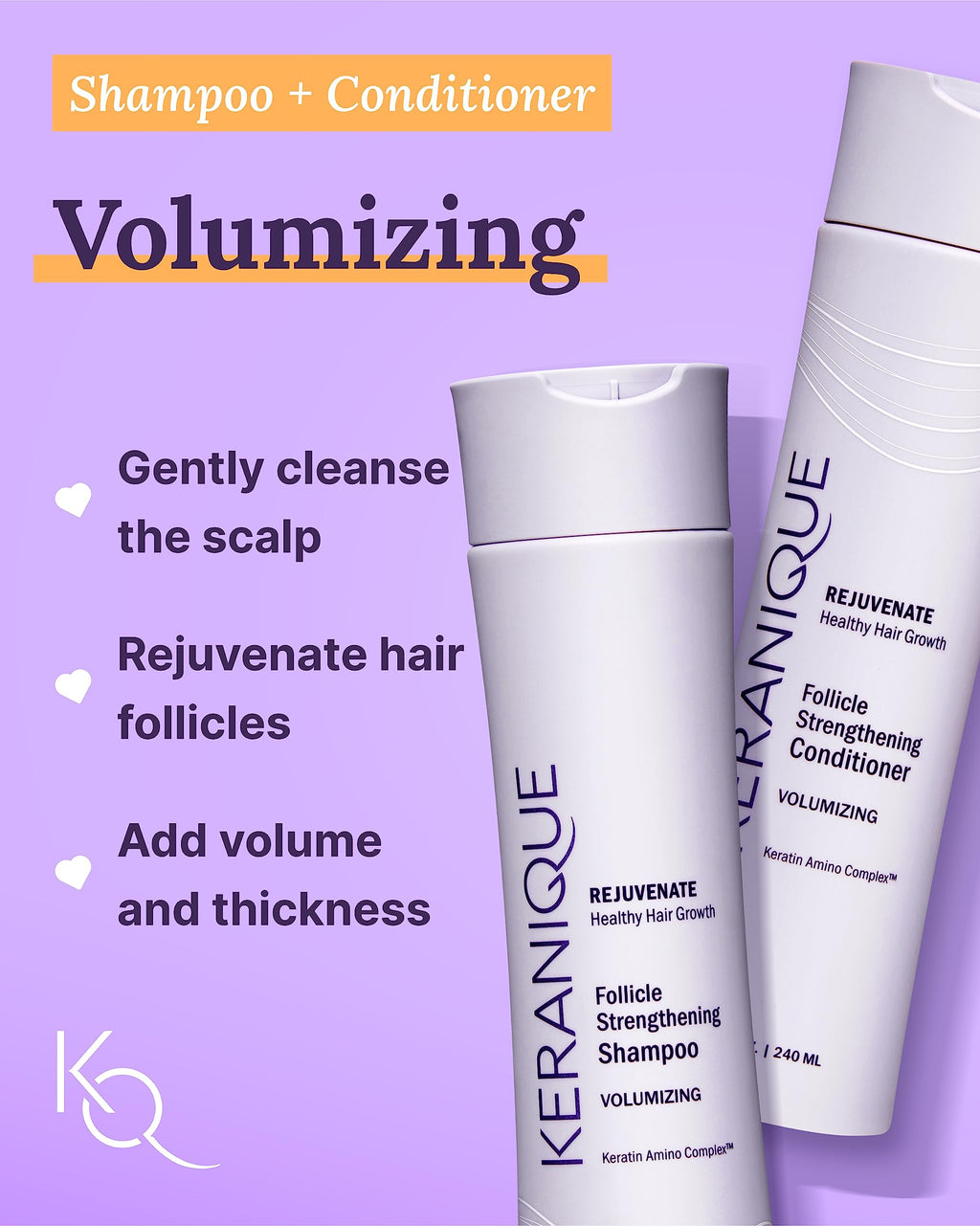 Keranique Volume Boost & Style Travel Kit – Anti-Frizz & Heat Protection for Thinning Hair