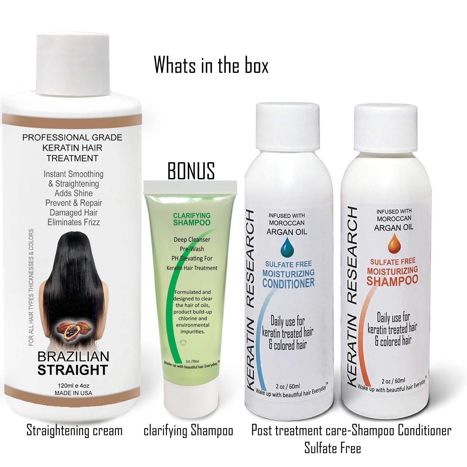 KERATIN RESEARCH Real Brazilian Straight Keratin Treatment Kit – Pro Grade, 120ml