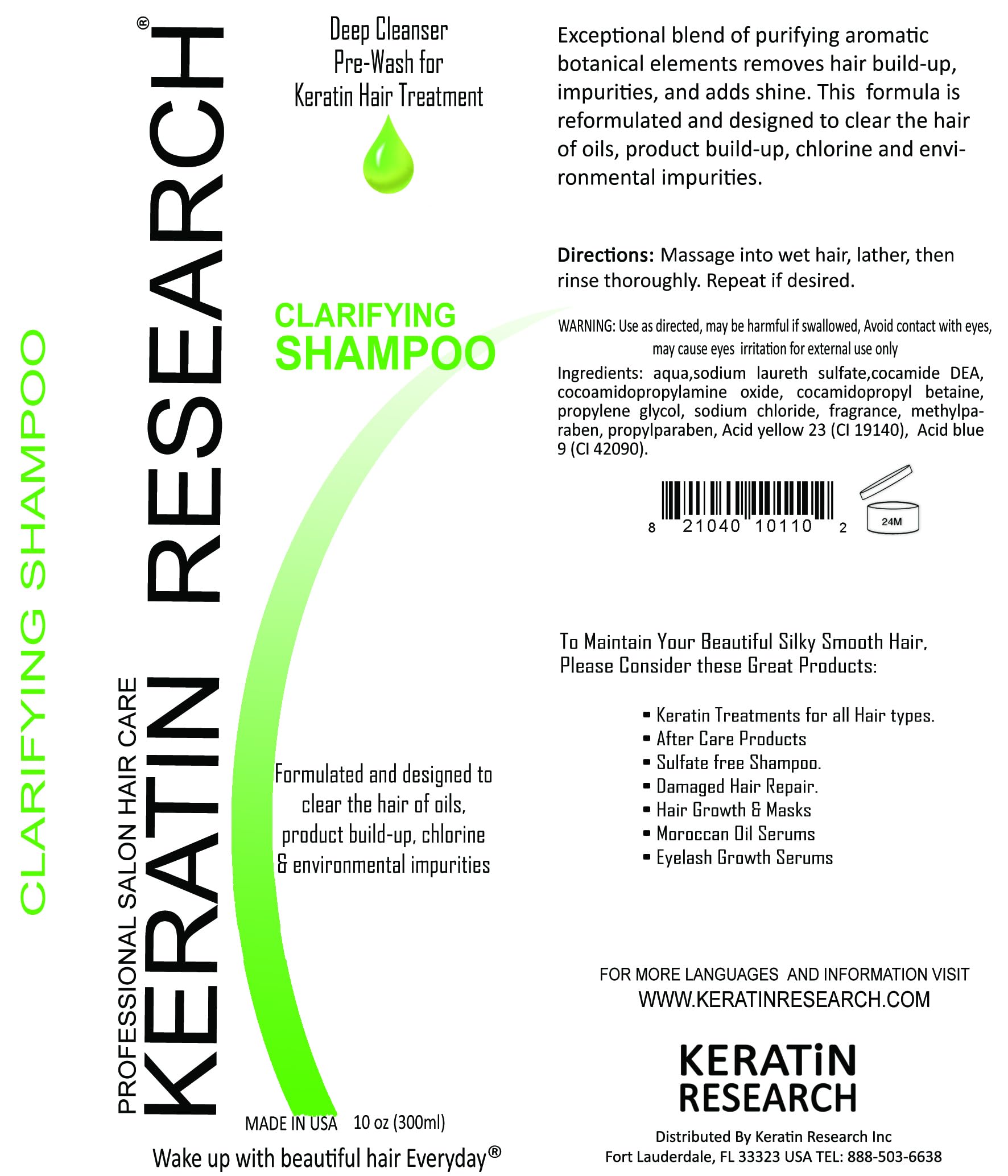 KERATIN RESEARCH Best Clarifying Shampoo for Keratin Treatments (10oz) – Deep Clean & Open Cuticles
