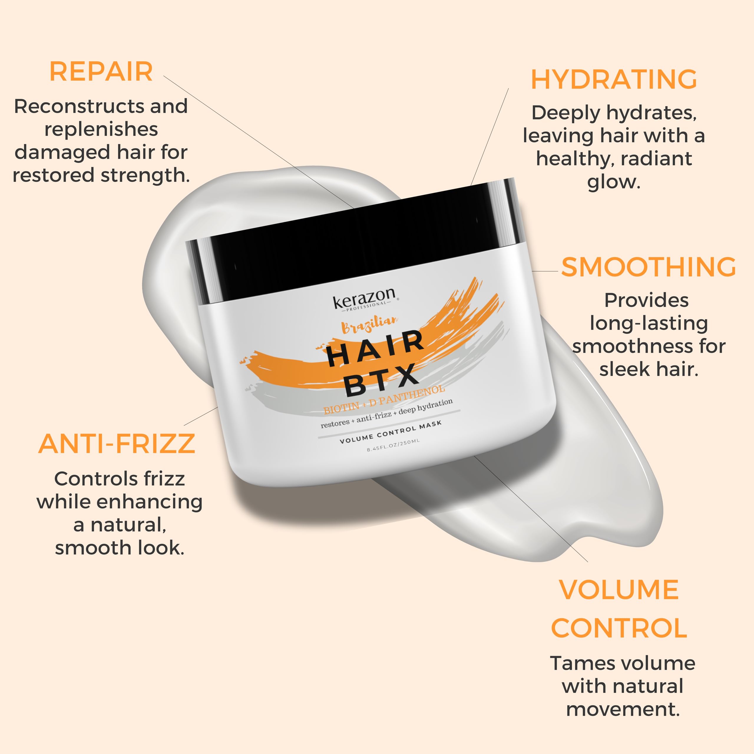 KERAZON Brazilian Hair BTX Treatment Mask 8oz – Deep Conditioning & Smoothing