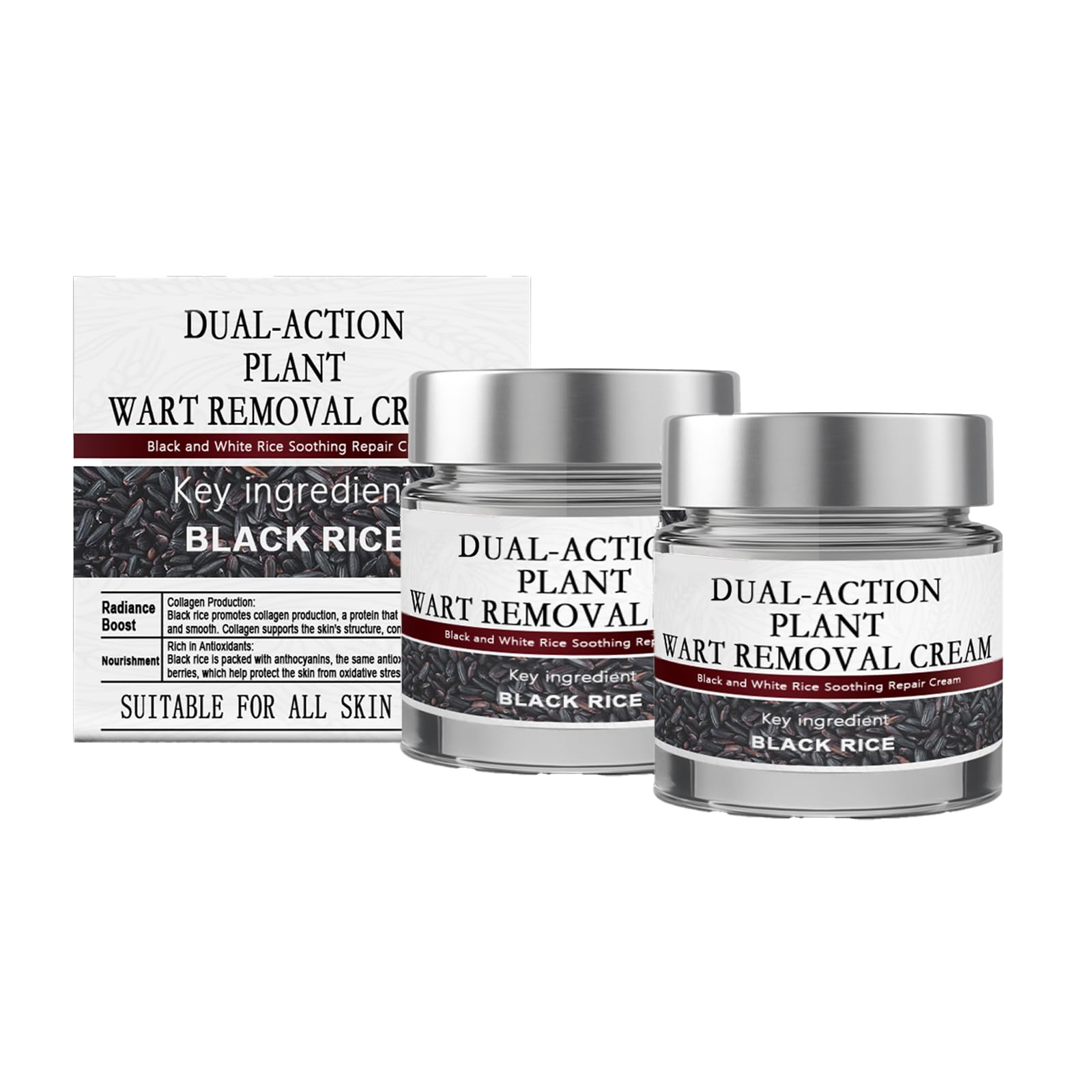 KeraErase Dual-Action Renewal Cream (2-Pack) – Black & White Rice Soothing Repair for All Skin Types