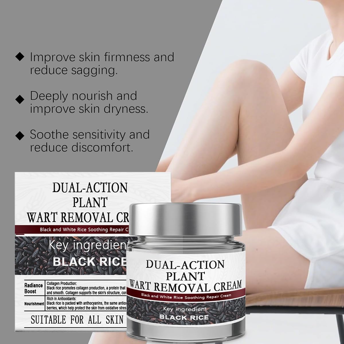 KeraErase Dual-Action Renewal Cream (2-Pack) – Black & White Rice Soothing Repair for All Skin Types