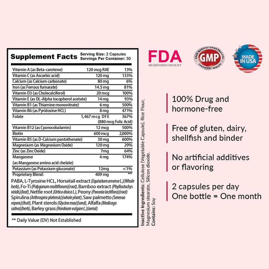 Kerotin Hair Growth Supplement – Longer, Stronger Hair with Biotin, Folic Acid & Saw Palmetto