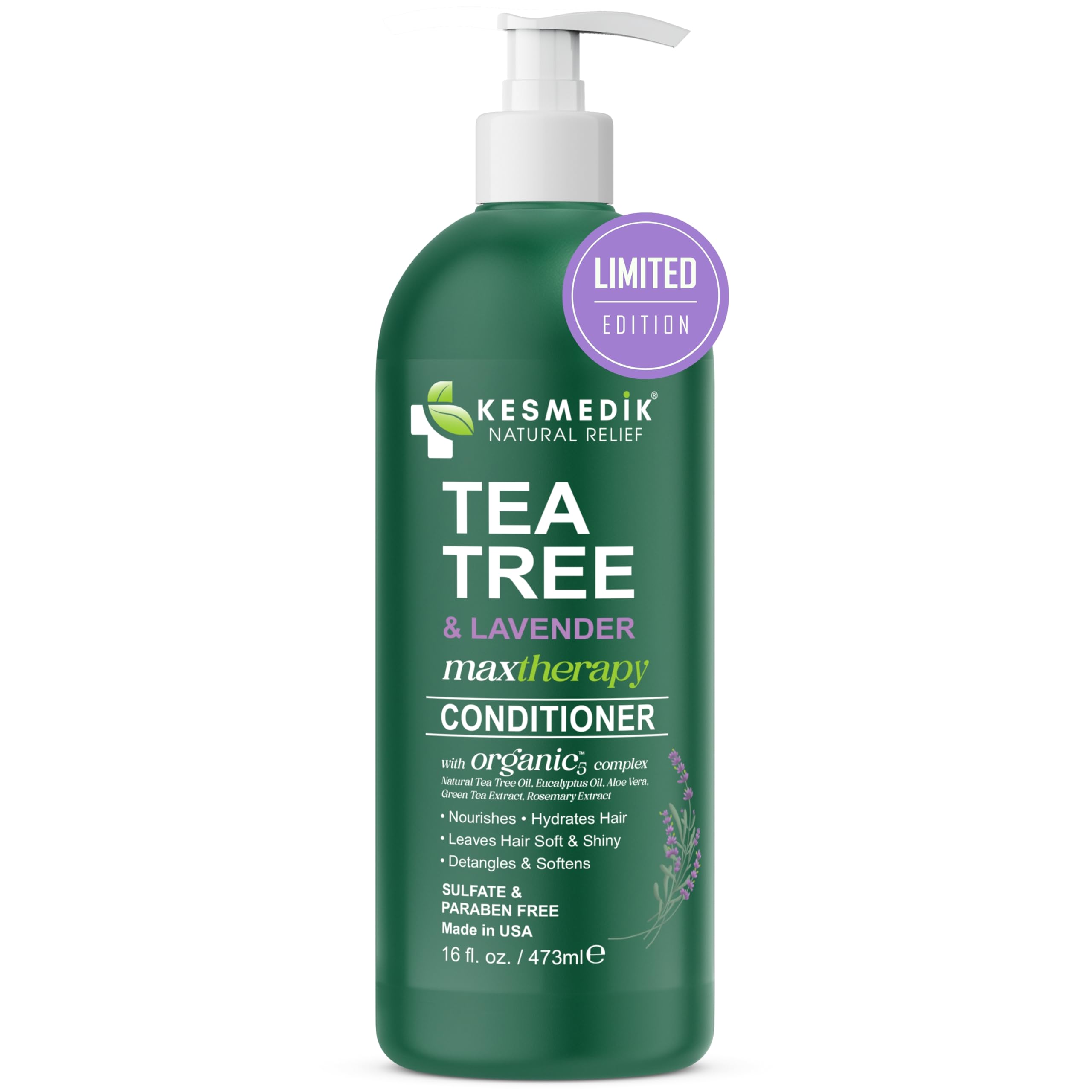 KESMEDIK Tea Tree Lavender Mint Conditioner | Hydrates, Detangles & Soothes Dry Scalp