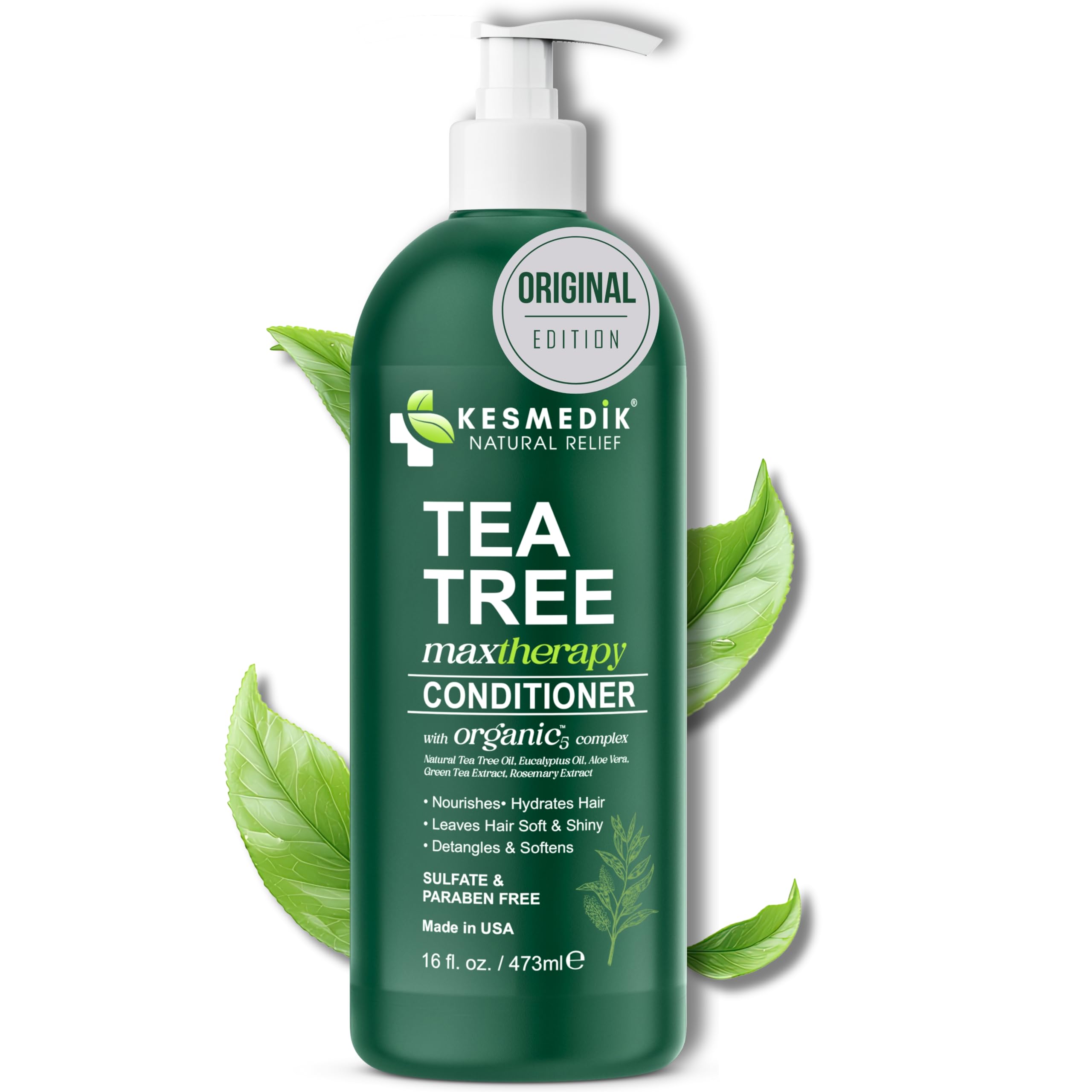 KESMEDIK Tea Tree Oil Conditioner MaxTherapy — Hydrating, Detangles & Scalp Relief | 16 fl oz