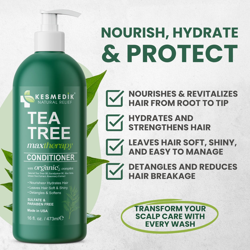 KESMEDIK Tea Tree Oil Conditioner MaxTherapy — Hydrating, Detangles & Scalp Relief | 16 fl oz