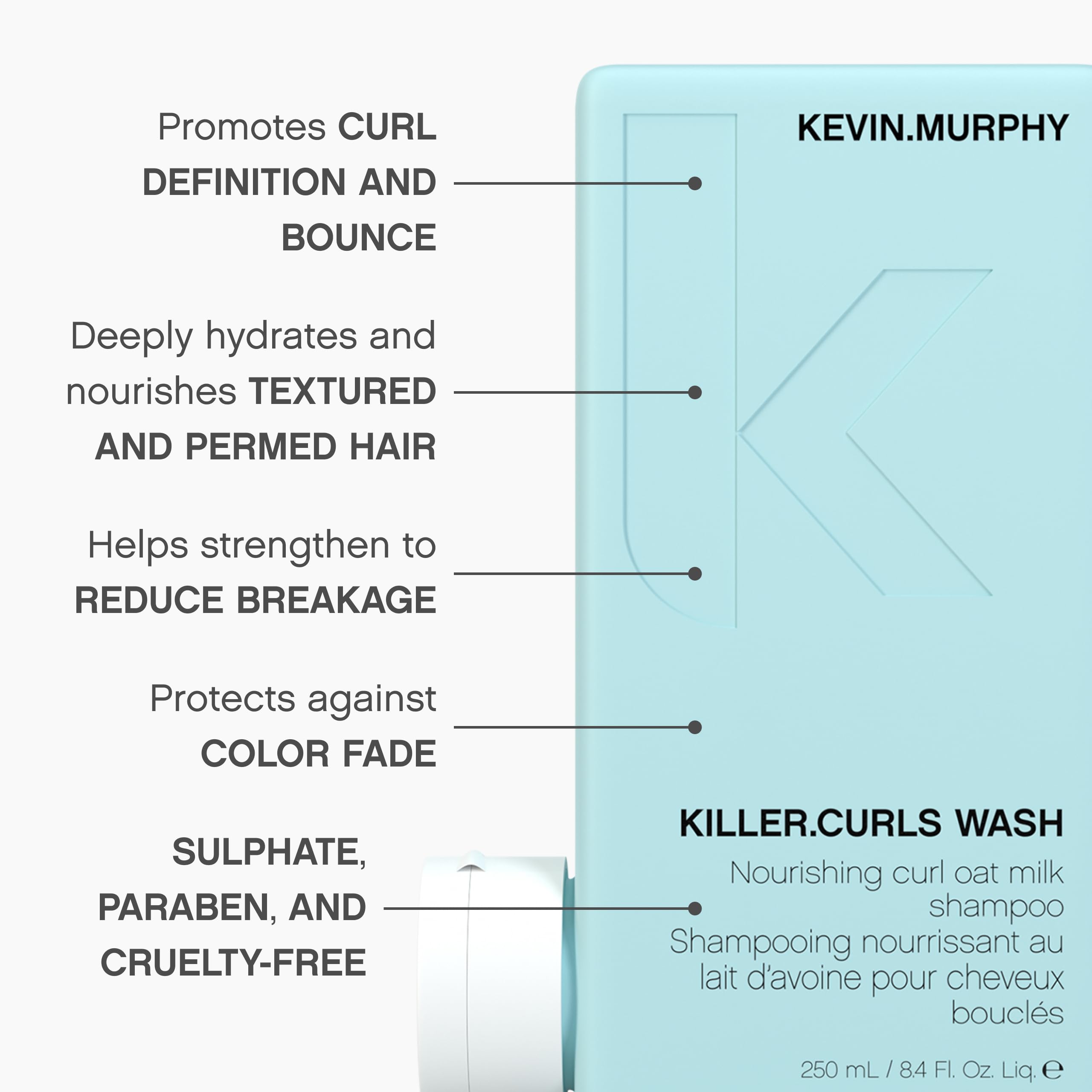 KEVIN.MURPHY Killer.Curls Wash 250ml (Pack of 2) | Hydrating Shampoo for Curly & Permed Hair
