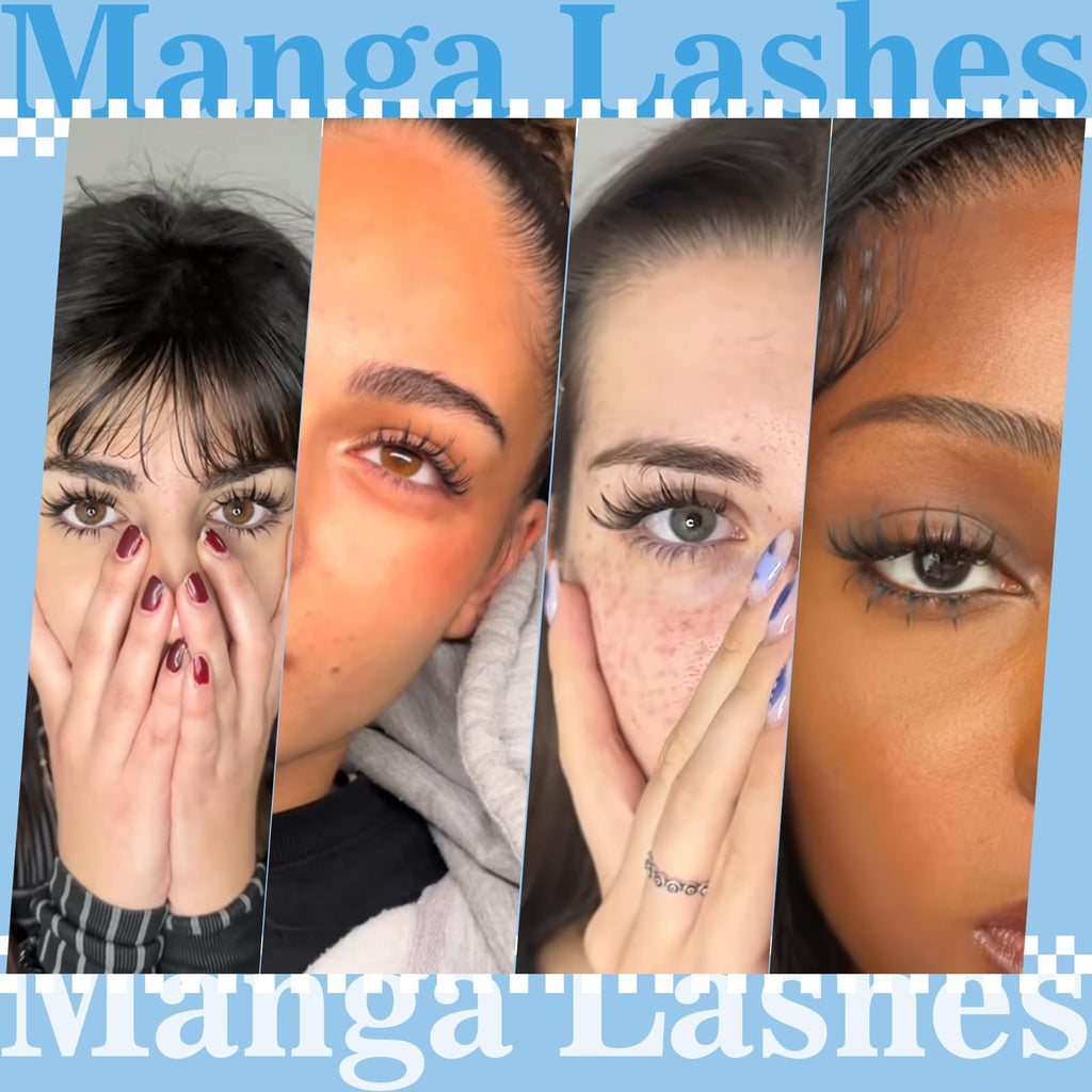 KevKev Fairy Lash Clusters Kit – Manga Lash Extensions with Invisible Band, Bond & Seal, Tweezers