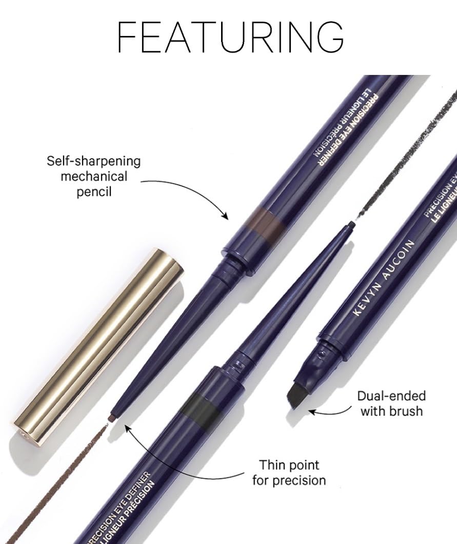 Kevyn Aucoin Precision Eye Definer + Brush, Black (Kohl) | Self-Sharpening, Smudge-Free Gel Eyeliner