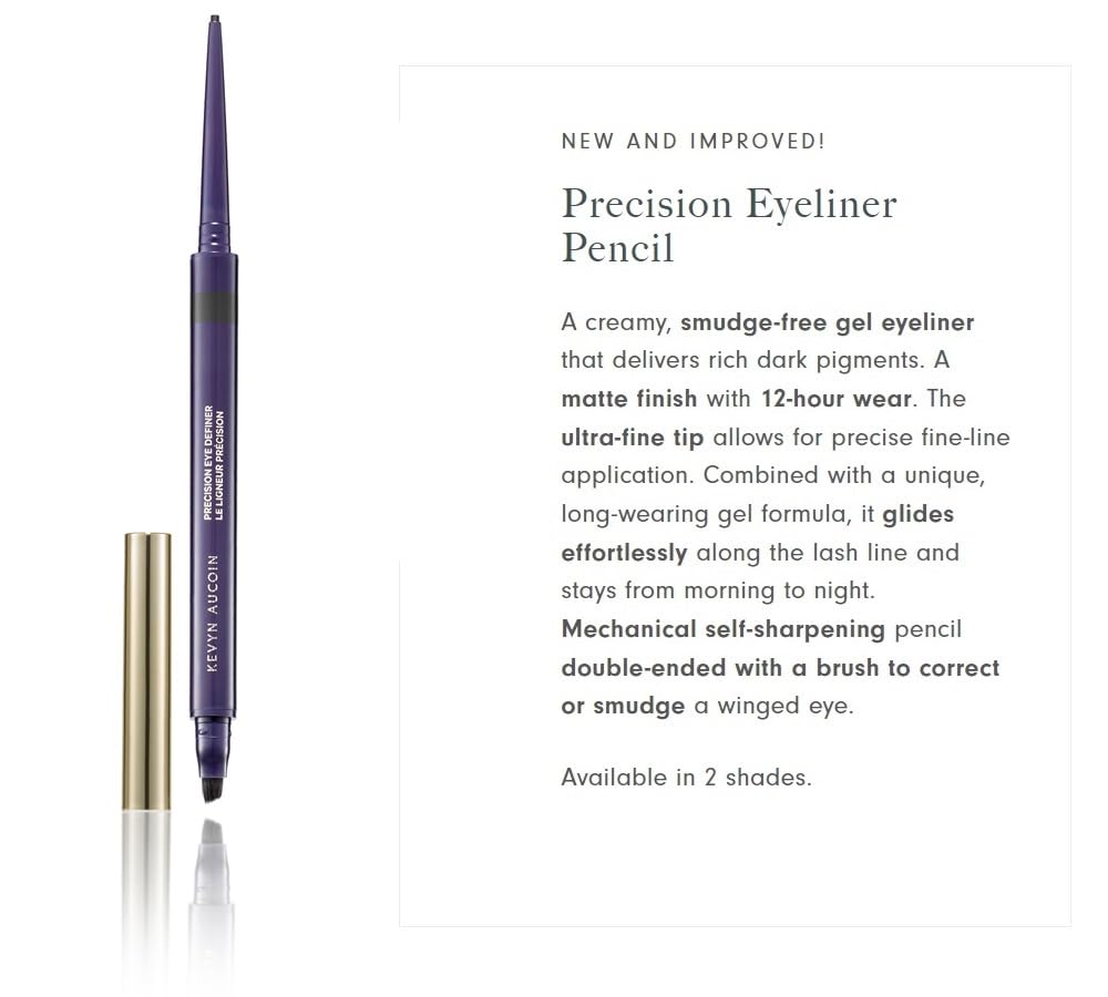 Kevyn Aucoin Precision Eye Definer + Brush, Black (Kohl) | Self-Sharpening, Smudge-Free Gel Eyeliner