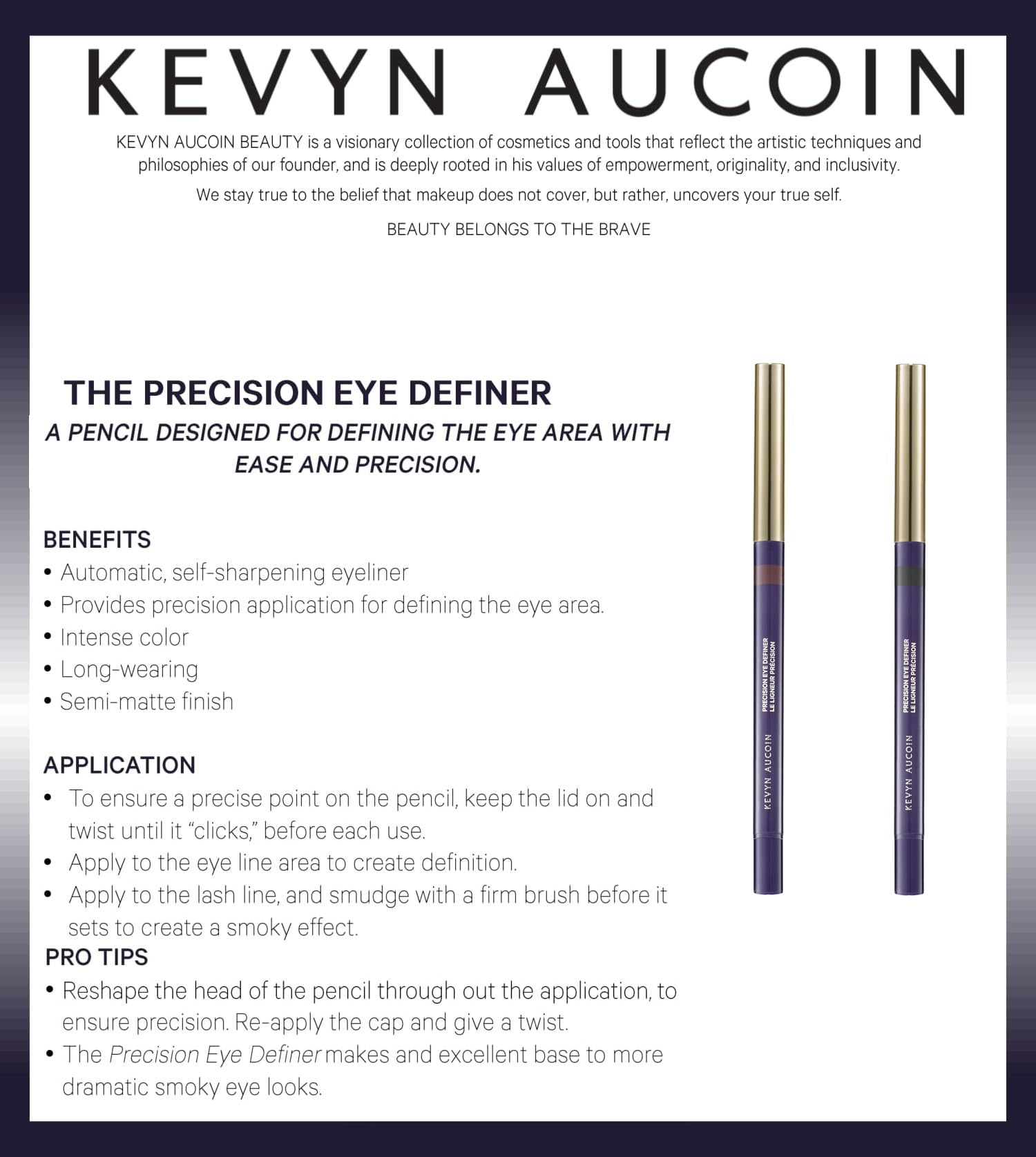 Kevyn Aucoin Precision Eye Definer + Brush, Black (Kohl) | Self-Sharpening, Smudge-Free Gel Eyeliner