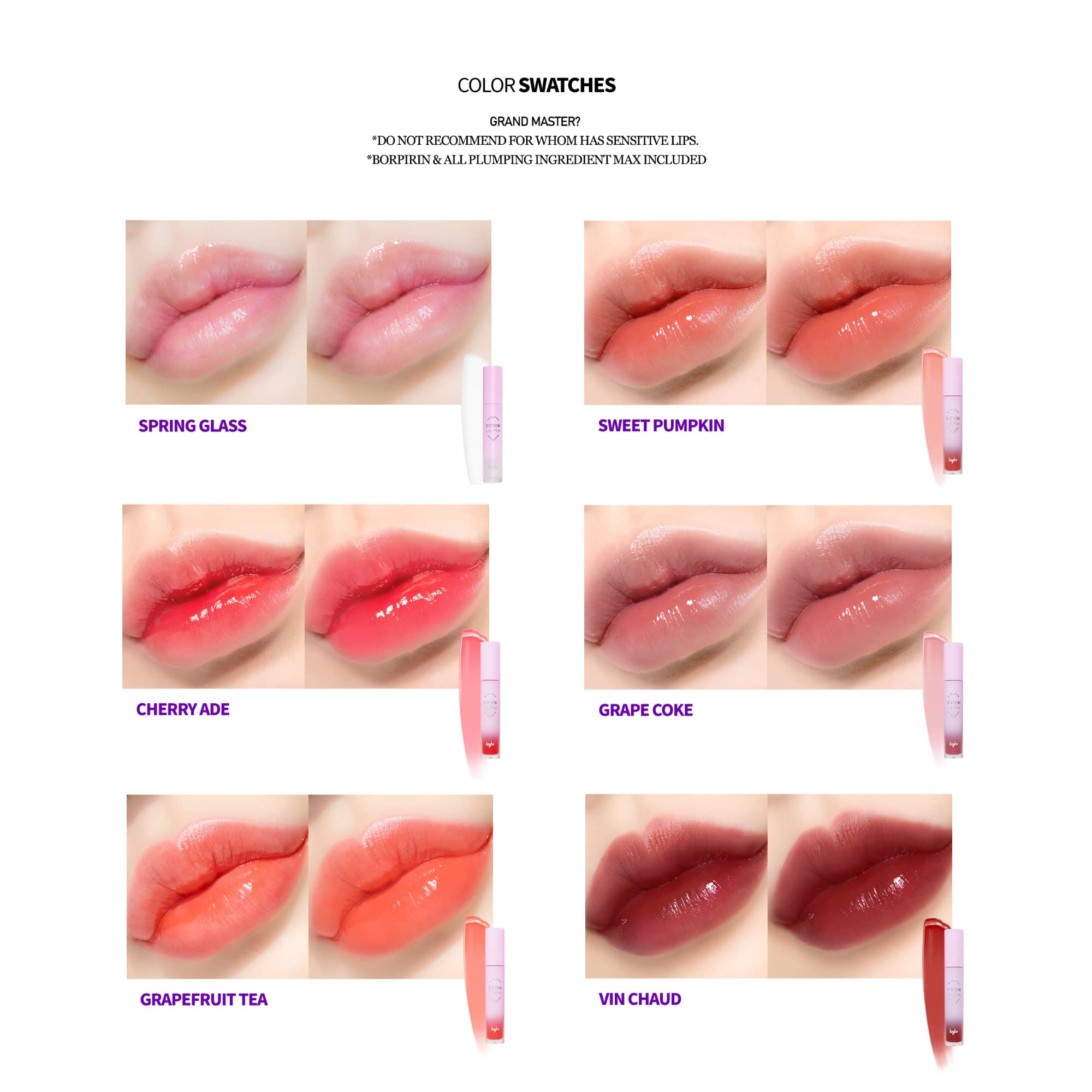 Keybo Lip Plumper Dotom Lip Plus 16-Color Gloss with 3-Step Plumping (Original, Master, GrandMaster)
