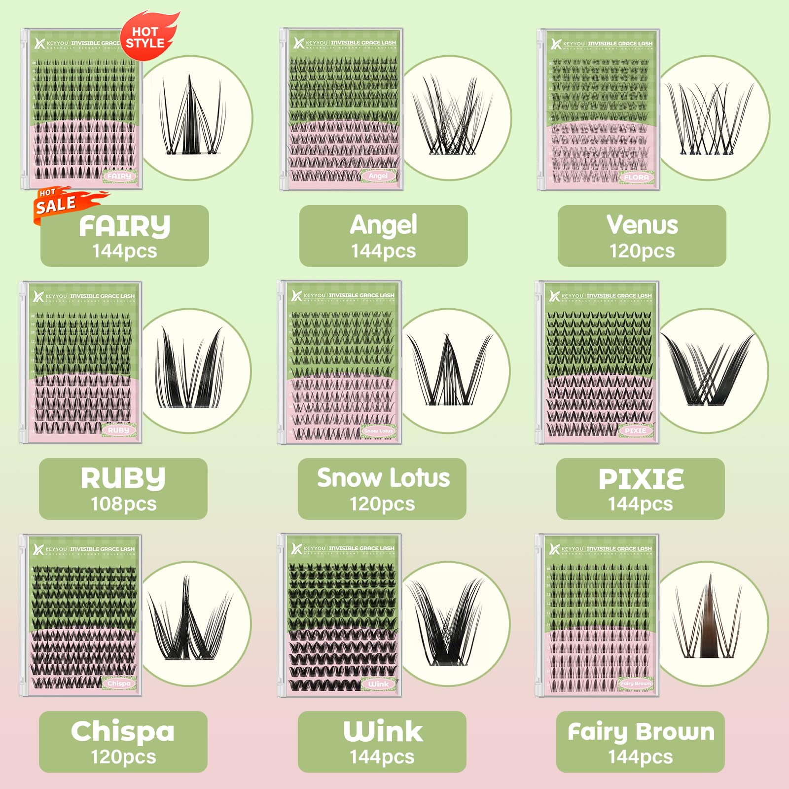 KEYYOU Bunny Lash Clusters – Invisible Band Manga Lashes, C Curl Anime Look