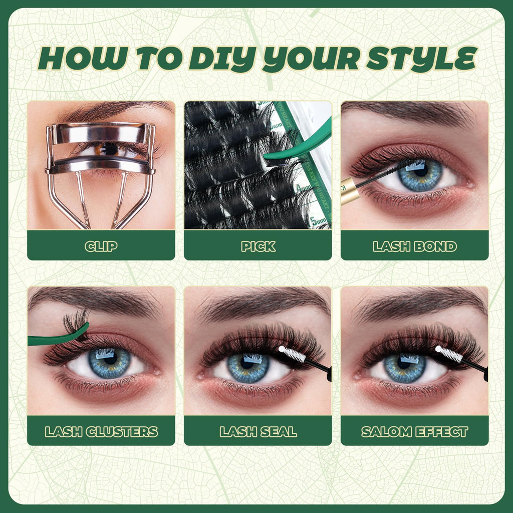 KEYYOU Lash Clusters 182Pcs – 200D D Curl 9-18mm MIX DIY Lashes