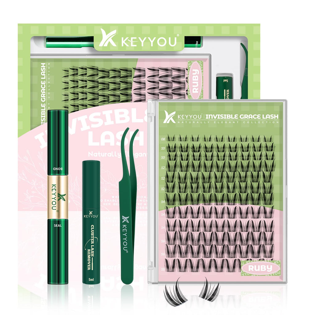 KEYYOU Bunny Lash Clusters Kit – Manga Lash Extension Kit, D Curl, 108Pcs, Waterproof DIY at Home