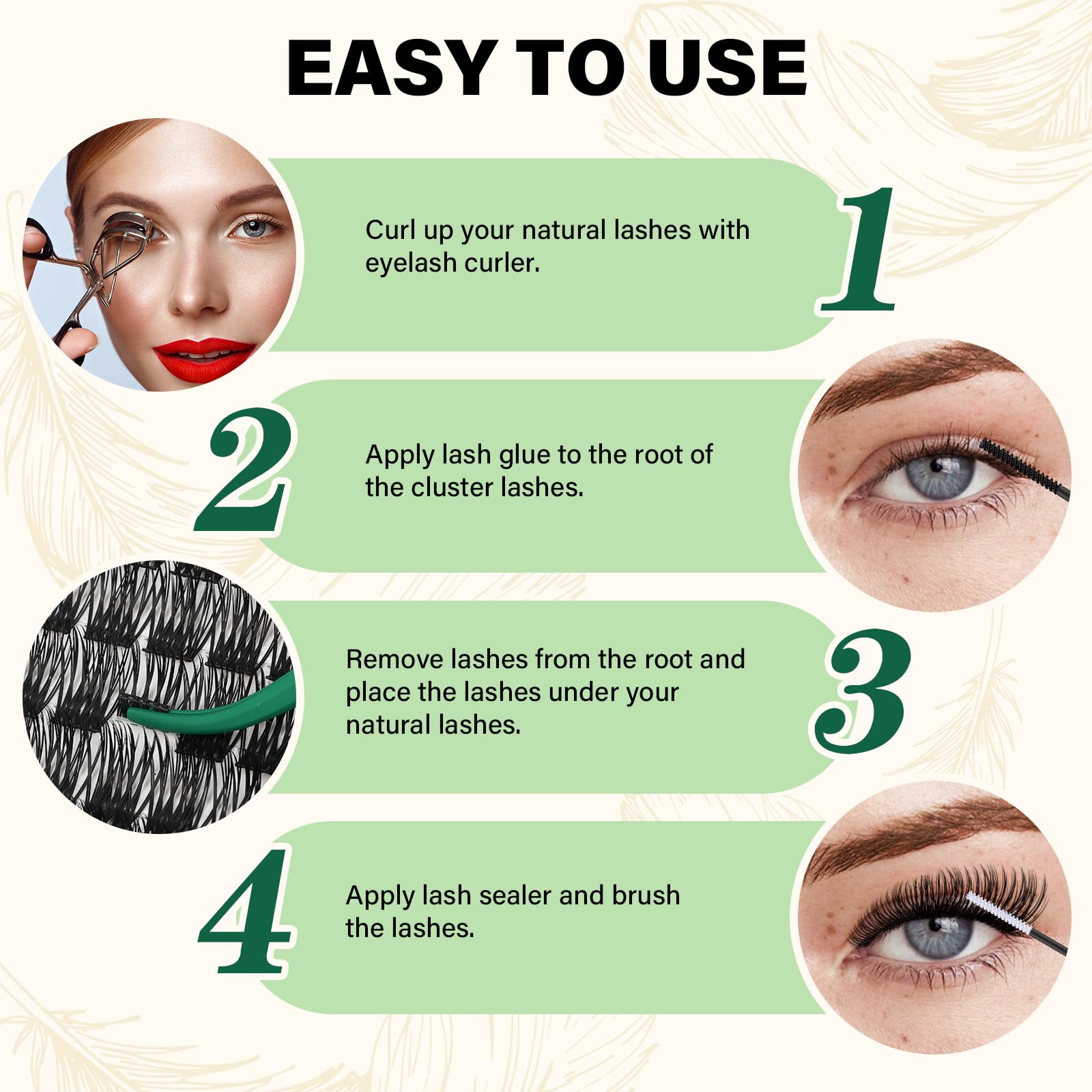 KEYYOU Lash Clusters 144pcs D Curl 10mm | Air Touch Lightweight DIY Lashes