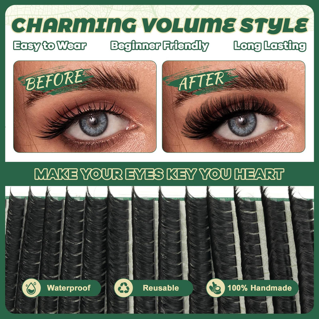 KEYYOU Lash Clusters 182Pcs – 200D D Curl 9-18mm MIX DIY Lashes