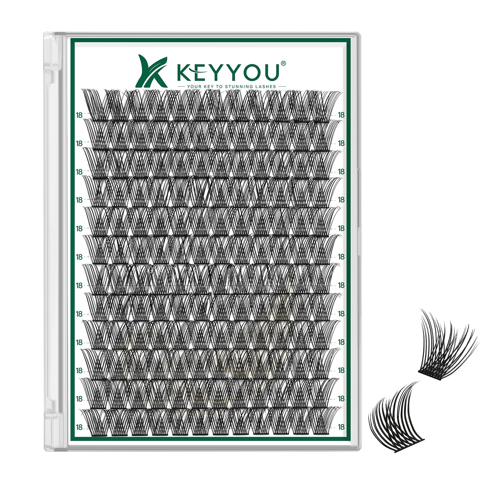 KEYYOU Lash Clusters 144pcs – 18mm DCurl, Ultra-Lightweight & All-Day Comfort | DIY at Home