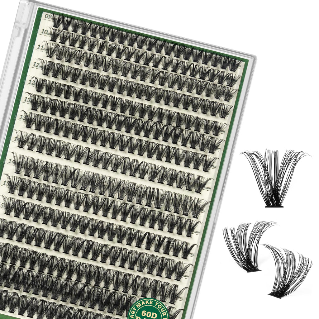 KEYYOU Lash Clusters 60D D Curl, 9–18mm MIX, 320Pcs – DIY Home Eyelash Extensions