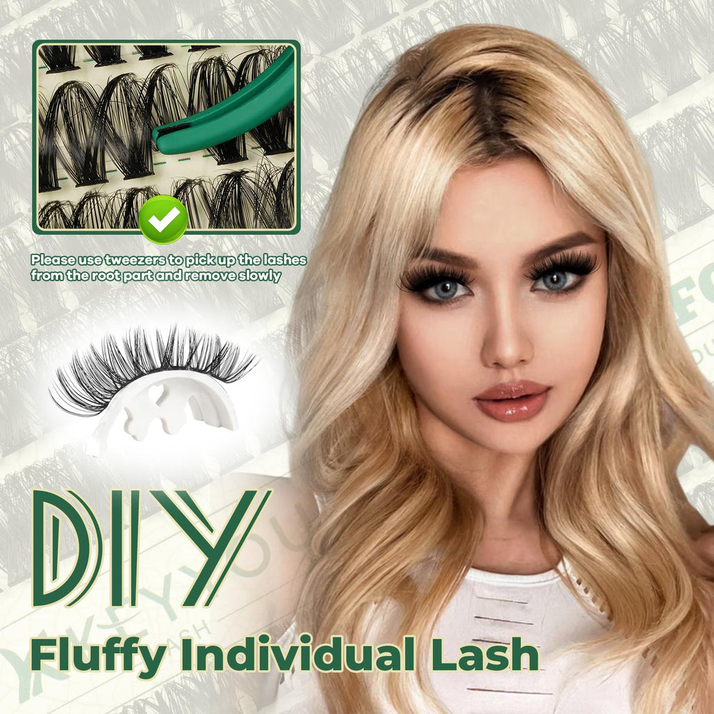 KEYYOU Lash Clusters 60D D Curl, 9–18mm MIX, 320Pcs – DIY Home Eyelash Extensions